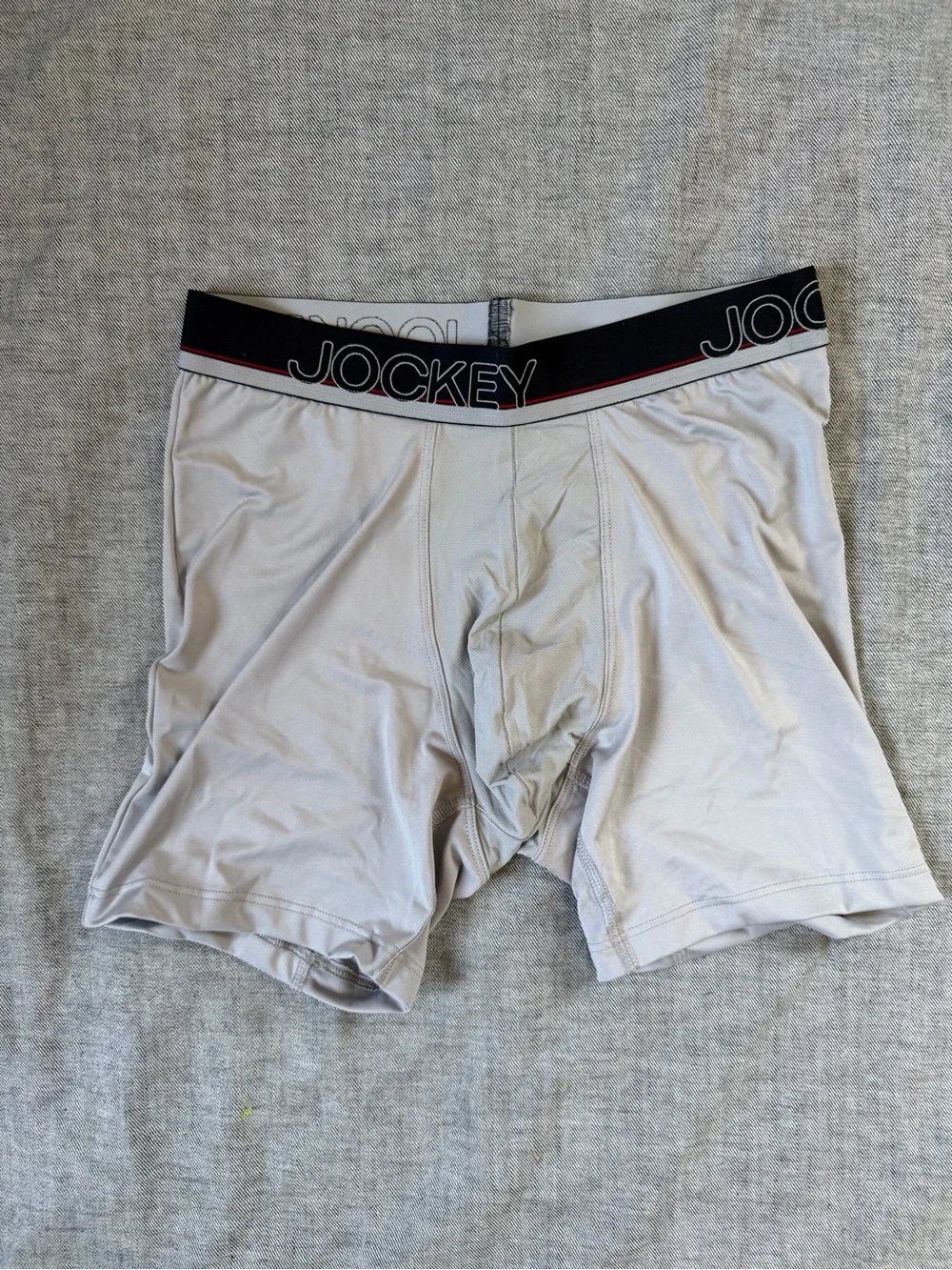 NWOT Jockey Men's Boxer Briefs in Light Gray with Black Waistband